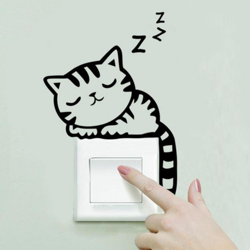 Cat  Switch Wall Sticker